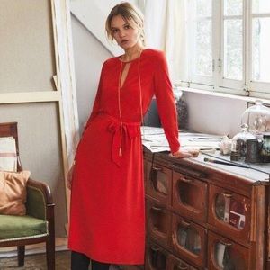Sezane Victoire red dress 100% silk